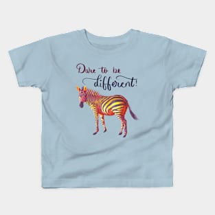 Dare to be Different - Yellow and purple on Turquoise Kids T-Shirt